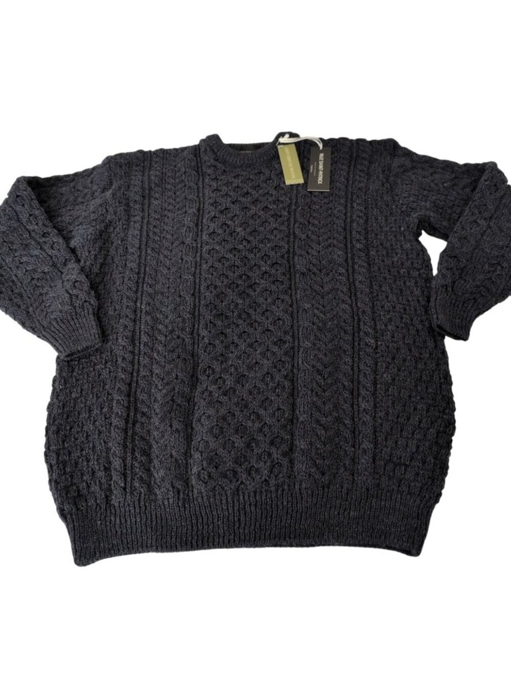 Rue Saint Patrick Fisherman Sweater Mens Size XXL Blue Irish Wool Chunky Knit